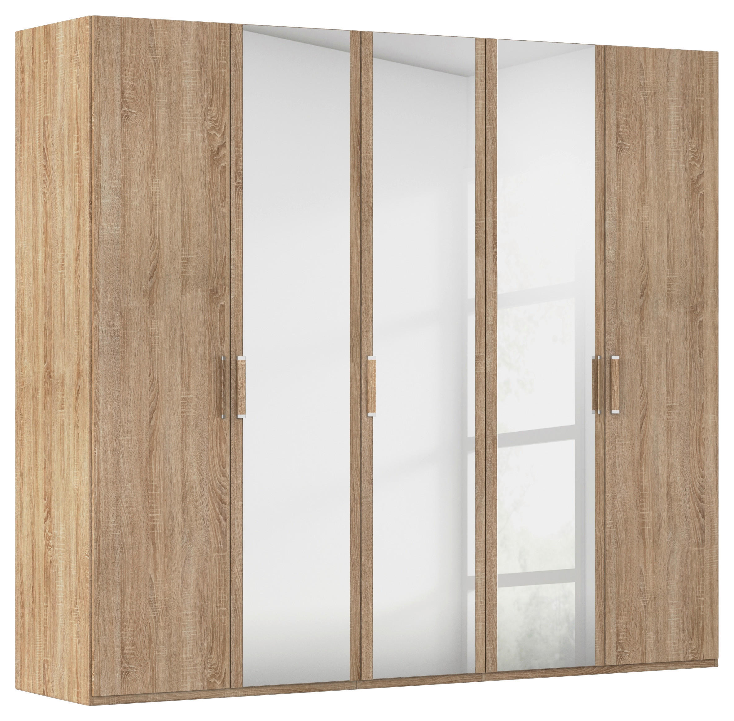 DREHTÜRENSCHRANK 251/223/60 cm,  in Sonoma Eiche, 5 Tür(en)  - Silberfarben/Sonoma Eiche, Design, Glas/Holzwerkstoff (251/223/60cm) - Novel