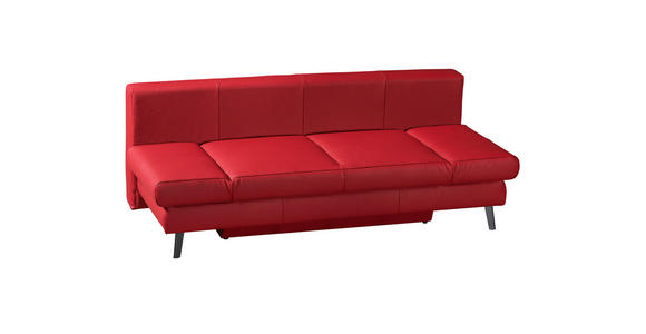 SCHLAFSOFA in Echtleder Rot - Rot/Schwarz, MODERN, Leder/Metall (200/85/90cm) - Novel