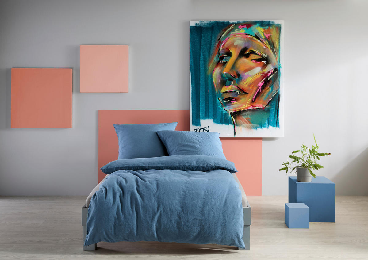 BETTWÄSCHE Provence cassis Leinenoptik 135/200 cm  - Blau, Basics, Textil (135/200cm) - Fleuresse