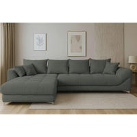 ECKSOFA Dunkelgrau Chenille  - Chromfarben/Dunkelgrau, KONVENTIONELL, Textil/Metall (227/329cm) - Carryhome