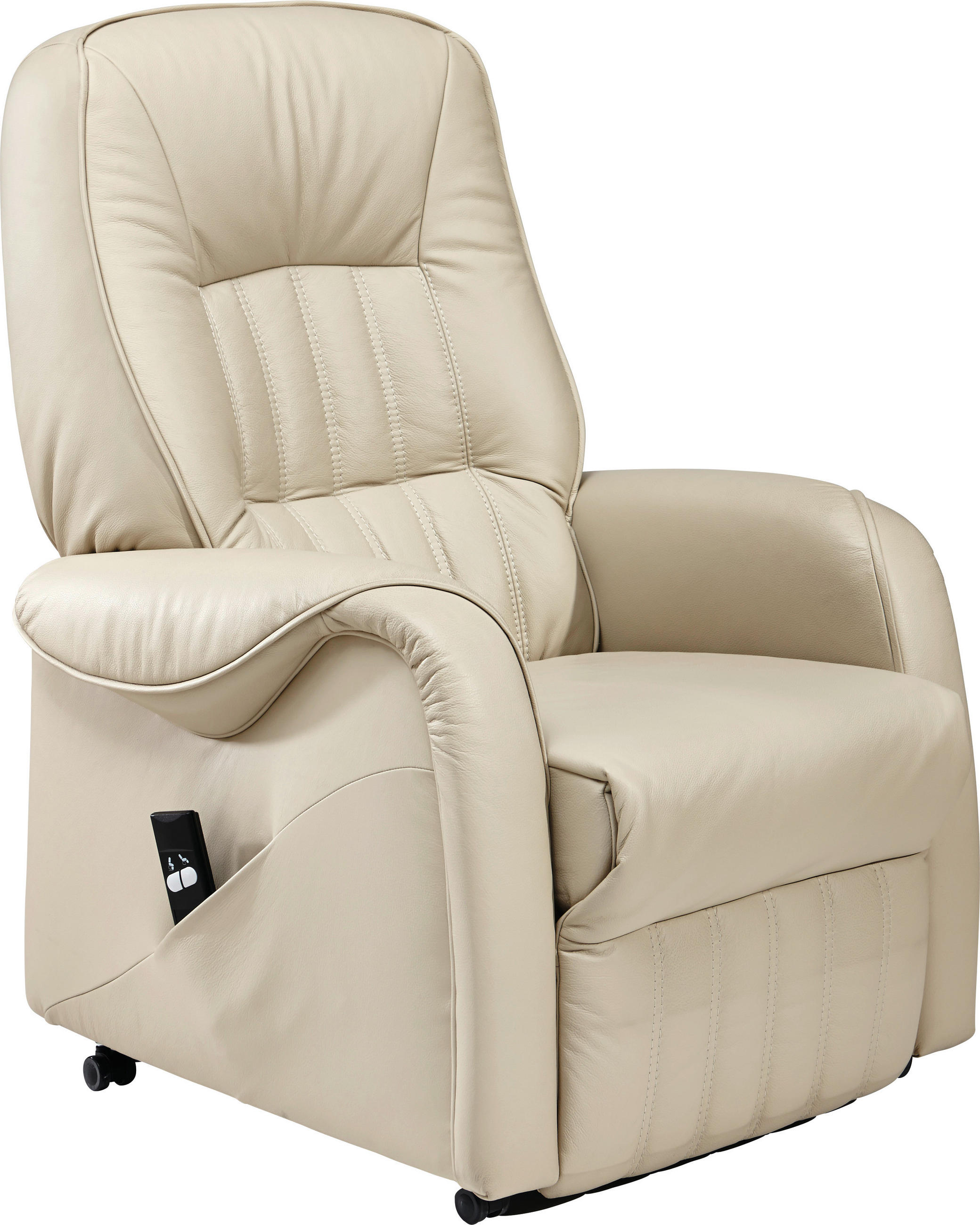 FERNSEHSESSEL Echtleder Creme  - Creme/Schwarz, KONVENTIONELL, Leder (78/107/93cm) - Himolla