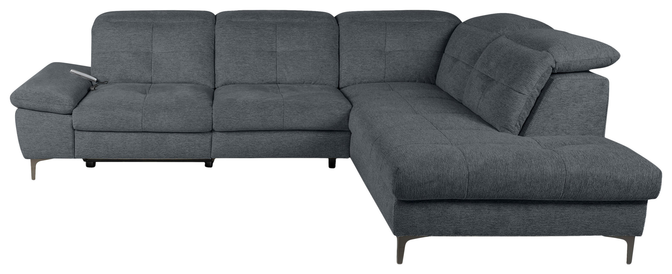 ECKSOFA Dunkelgrau Webstoff  - Dunkelgrau/Schwarz, KONVENTIONELL, Textil/Metall (288/225cm) - Carryhome