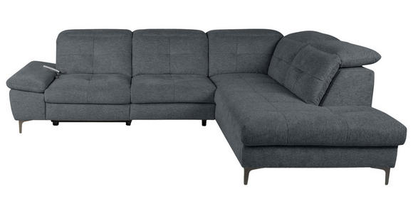 ECKSOFA Dunkelgrau Webstoff - Dunkelgrau/Schwarz, KONVENTIONELL, Textil/Metall (288/225cm) - Carryhome