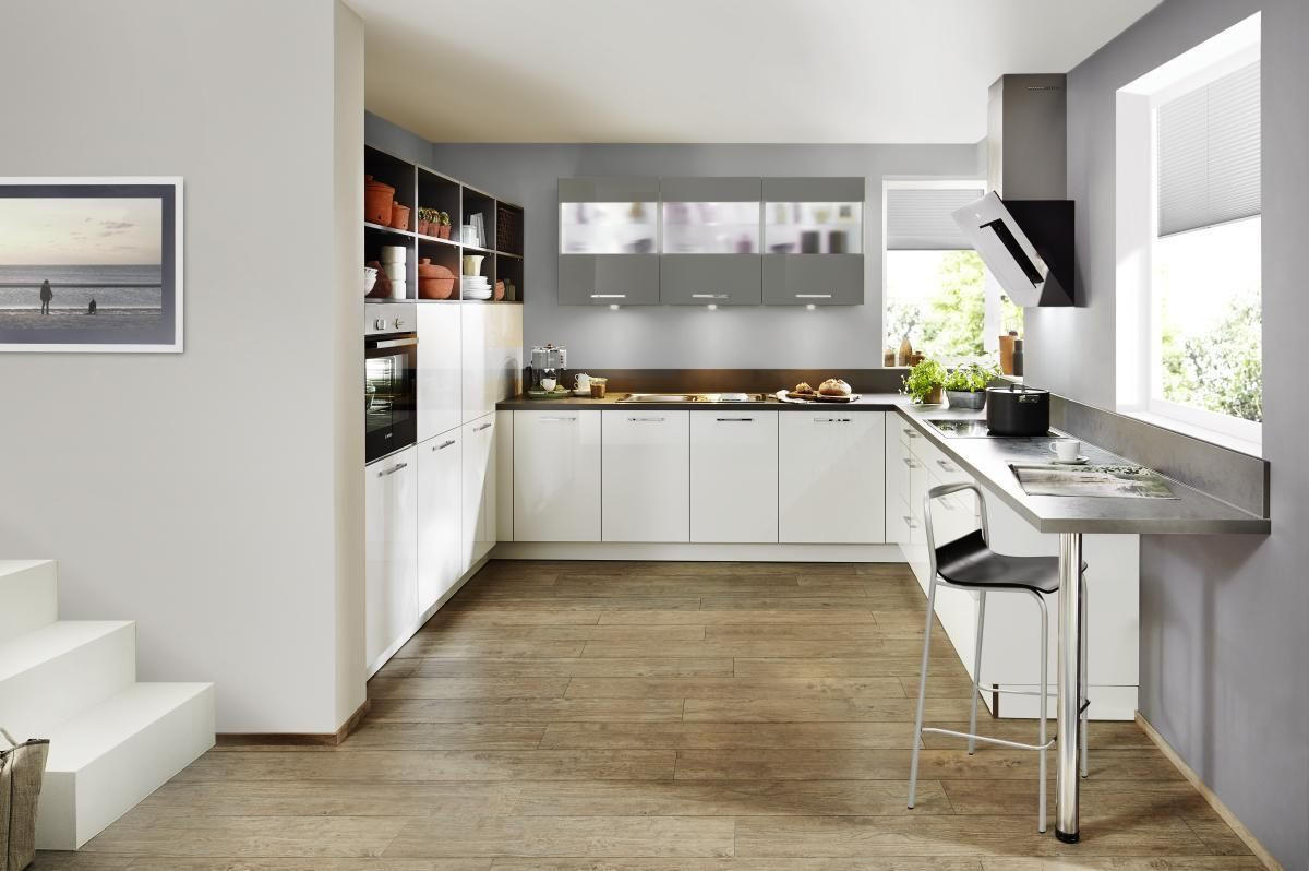 EINBAUKÜCHE LUX  - Weiß/Grau, Design, Holzwerkstoff - Nolte Küchen