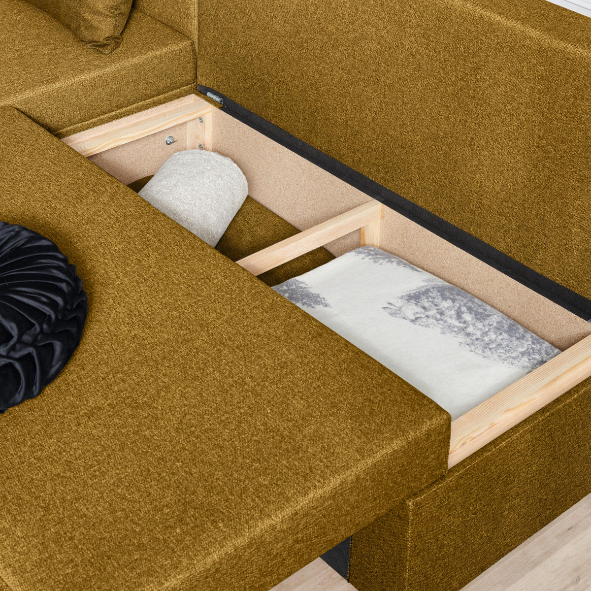 ECKSOFA in Webstoff Senfgelb  - Anthrazit/Senfgelb, Konventionell, Kunststoff/Textil (159/196cm) - Ti'me