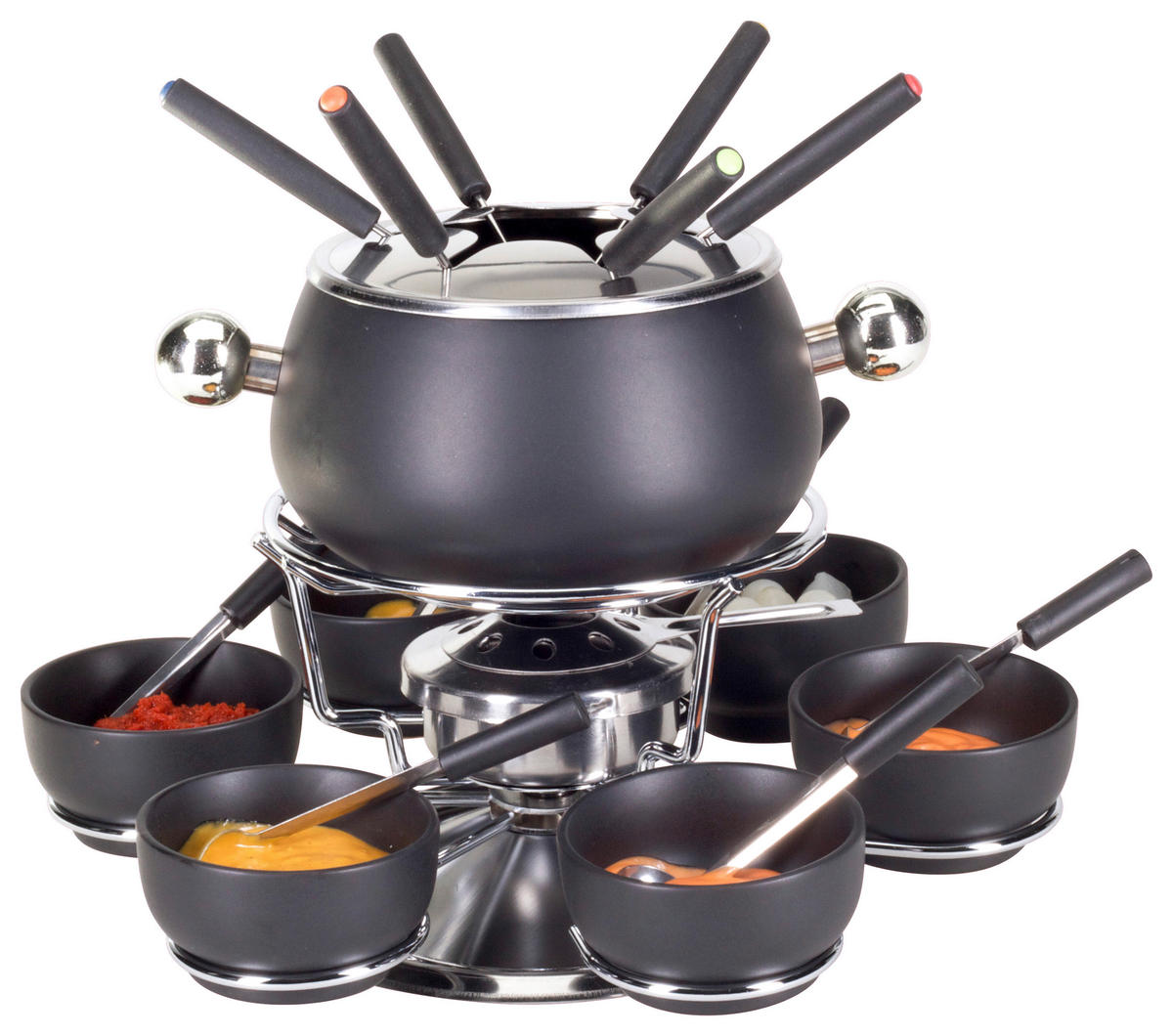 FONDUESET  - Schwarz, Basics, Keramik/Metall (35/28/35cm) - Nouvel