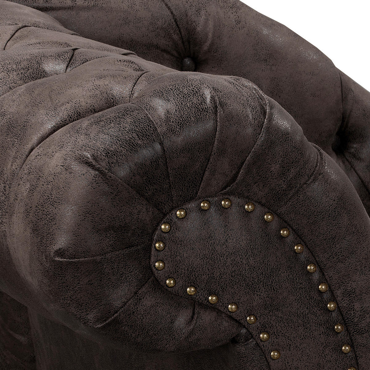 RÉCAMIERE Lederlook Schwarz  - Schwarz/Braun, Design, Holz/Textil (185/93/75cm) - Livetastic