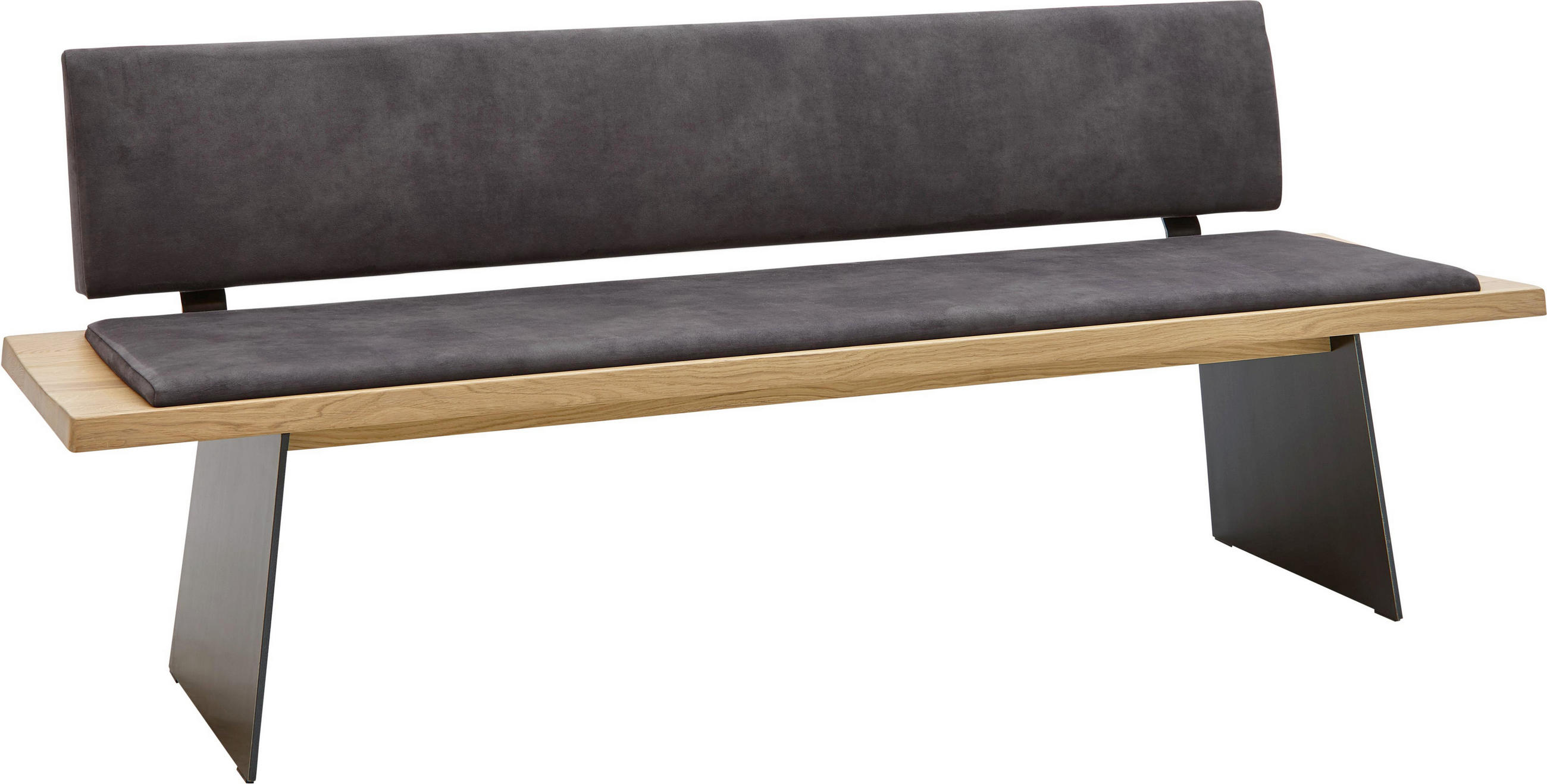 Sitzbank 200/83/57,8 cm in Schwarz, Eichefarben, Dunkelgrau