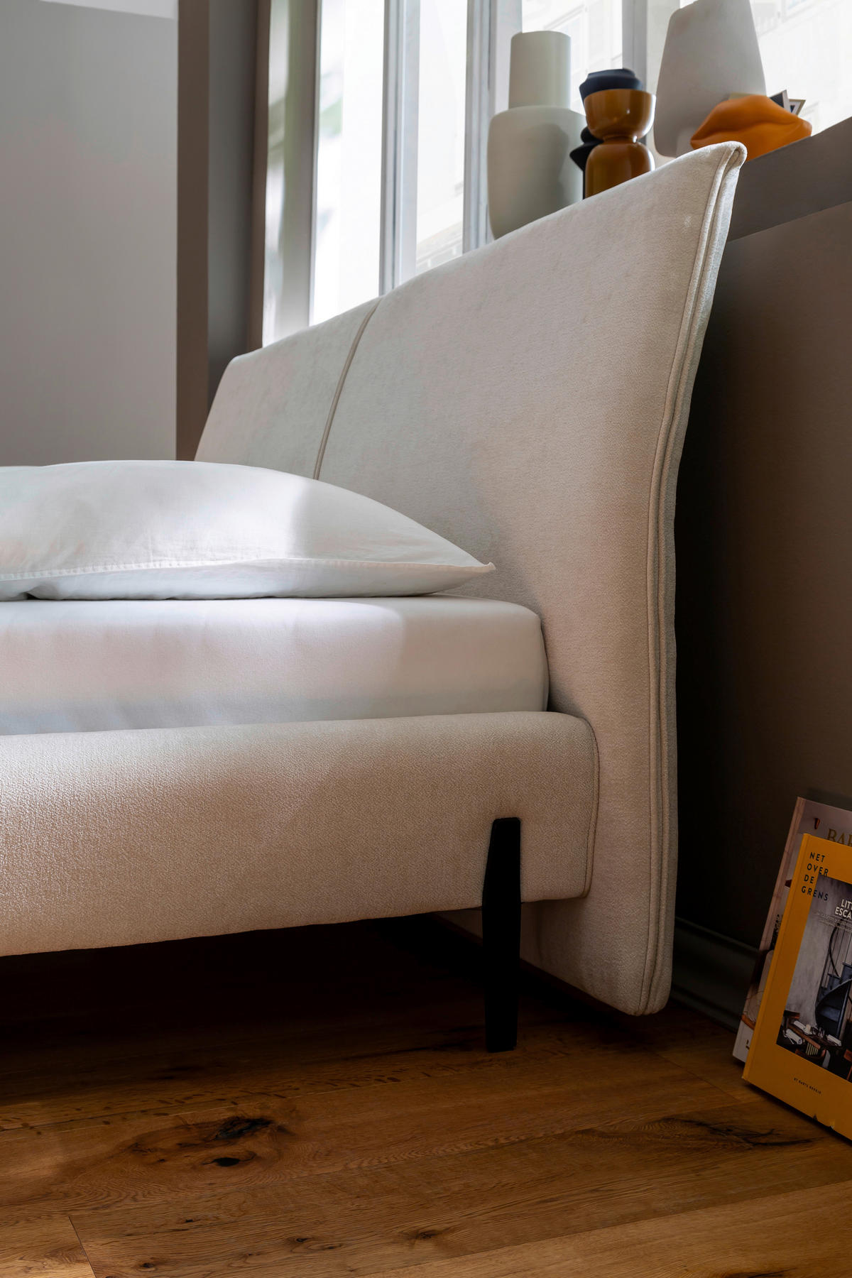 POLSTERBETT Creme 180/200 cm  - Creme/Schwarz, MODERN, Holzwerkstoff/Textil (180/200cm) - MID.YOU