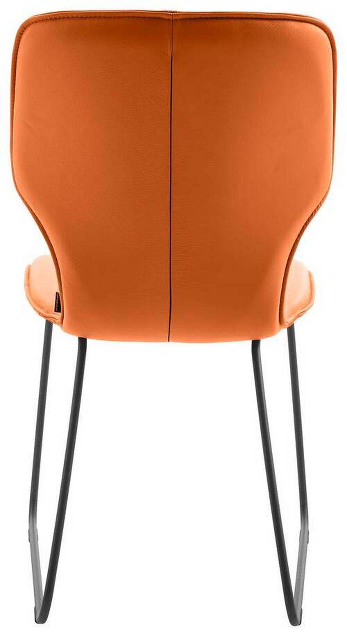 STUHL Echtleder Orange  - Dunkelgrau/Orange, Design, Leder/Metall (49/95/63cm) - Musterring