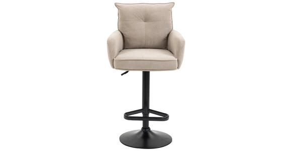 BARHOCKER Cord Creme, Schwarz, Beige Eisen Stoffauswahl, Sitzfläche 360° drehbar, inklusive Armlehnen - Beige/Creme, Design, Textil/Metall (54/98-120/58cm) - Novel
