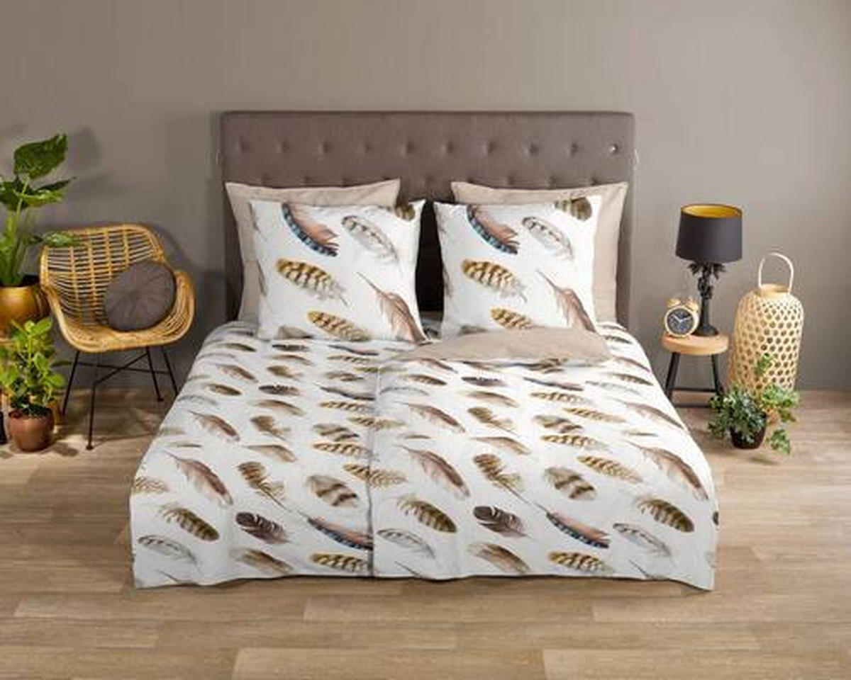 WENDEBETTWÄSCHE Fedra Renforcé 135/200 cm  - Ecru/Beige, Natur, Textil (135/200cm)