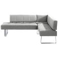 ECKBANK 227/165 cm  in Edelstahlfarben, Hellgrau  - Edelstahlfarben/Hellgrau, Design, Textil/Metall (227/165cm) - Moderano