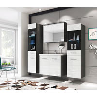 BADEZIMMER 5-teilig  in  - Weiß Hochglanz/Anthrazit, Basics, Glas/Holzwerkstoff (120cm) - P & B