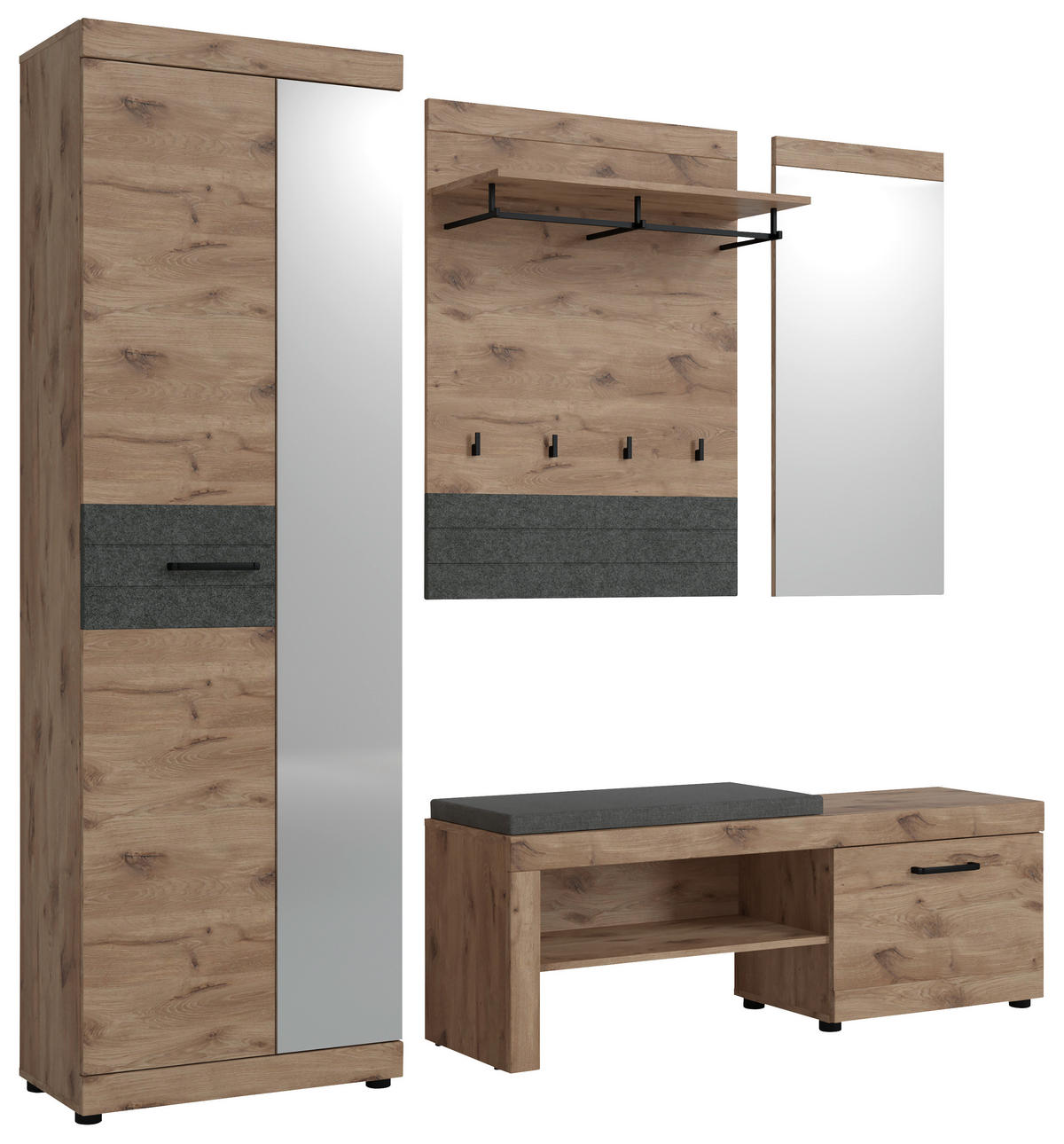 GARDEROBNA OMARA barve hrasta - barve hrasta, Design, kovina/umetna masa (65/201,3/37,9cm) - Carryhome