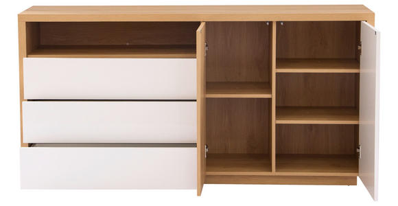 SIDEBOARD  in 162/82/40 cm  - Eichefarben/Weiß Hochglanz, KONVENTIONELL, Holzwerkstoff (162/82/40cm) - Xora
