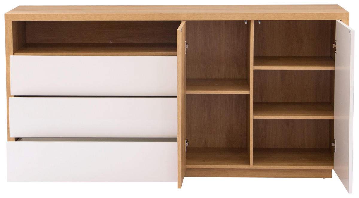 SIDEBOARD  in 162/82/40 cm  - Eichefarben/Weiß Hochglanz, KONVENTIONELL, Holzwerkstoff (162/82/40cm) - Xora