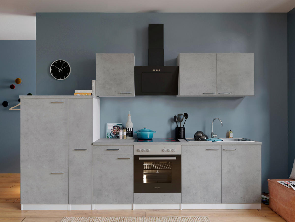 MODULKÖK 300 cm   i grå, vit  - stålfärgad/vit, Basics, metall/trämaterial (300cm) - Respekta