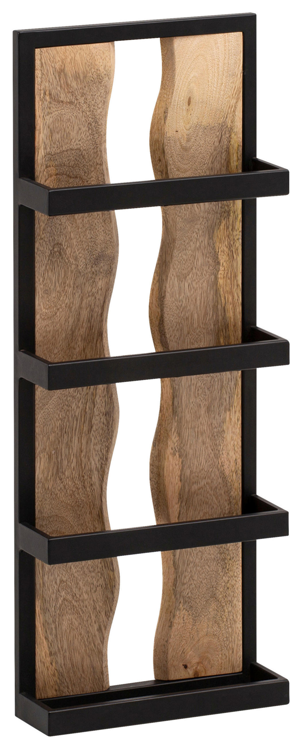 WANDREGAL Mangoholz massiv Braun, Schwarz  - Schwarz/Braun, LIFESTYLE, Holz/Metall (80/30/10cm) - MID.YOU