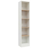 Etajeră, 38/183/30 cm, alb, stejar miere,  - stejar miere/alb, Design, material pe bază de lemn (38/183/30cm) - MID.YOU