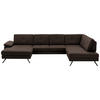 WOHNLANDSCHAFT in Lederlook, Mikrofaser Dunkelbraun  - Dunkelbraun/Schwarz, Design, Textil/Metall (345/220cm) - Beldomo System
