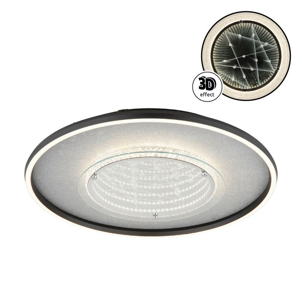 LED-DECKENLEUCHTE 51,5/6,8 cm   - Klar/Silberfarben, Design, Glas/Kunststoff (51,5/6,8cm) - Globo