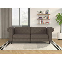 SCHLAFSOFA Mikrofaser Dunkelbraun  - Dunkelbraun/Schwarz, Basics, Holz/Textil (236/83/87cm) - Livetastic