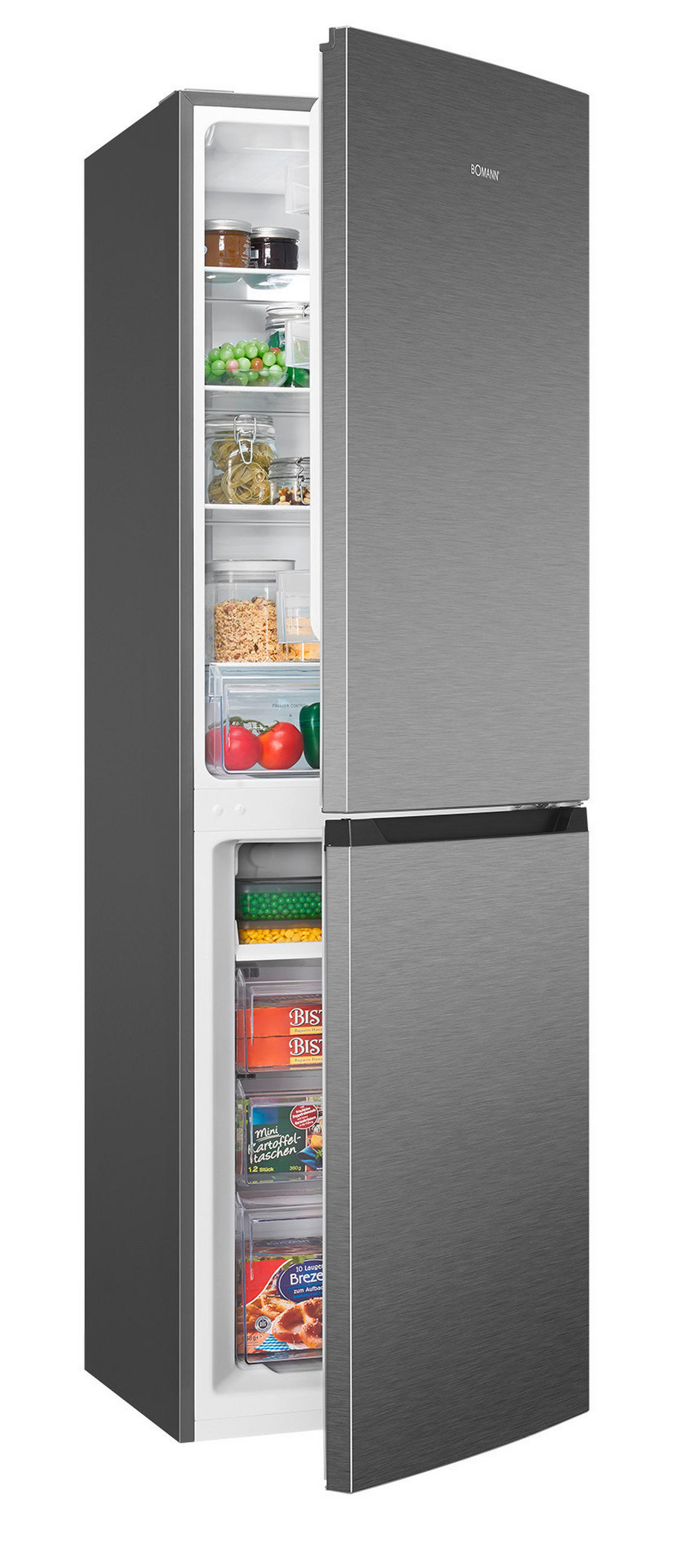 KÜHL-GEFRIER-KOMBINATION 54/179,5/60 cm 773609  - Edelstahlfarben, Basics, Glas/Kunststoff (54/179,5/60cm) - Bomann
