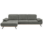 ECKSOFA in Mikrofaser Grau  - Beige/Schwarz, Natur, Holz/Textil (201/322cm) - Voleo