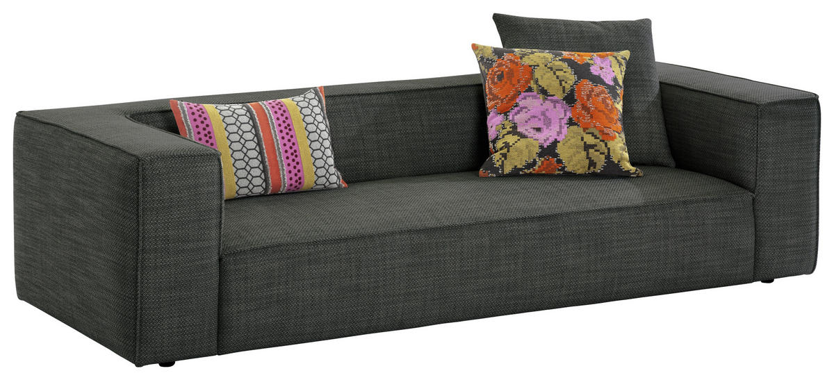 TROJMIESTNA POHOVKA, textil, antracitová - čierna/antracitová, Modern, textil/plast (260/66/104cm) - W.Schillig