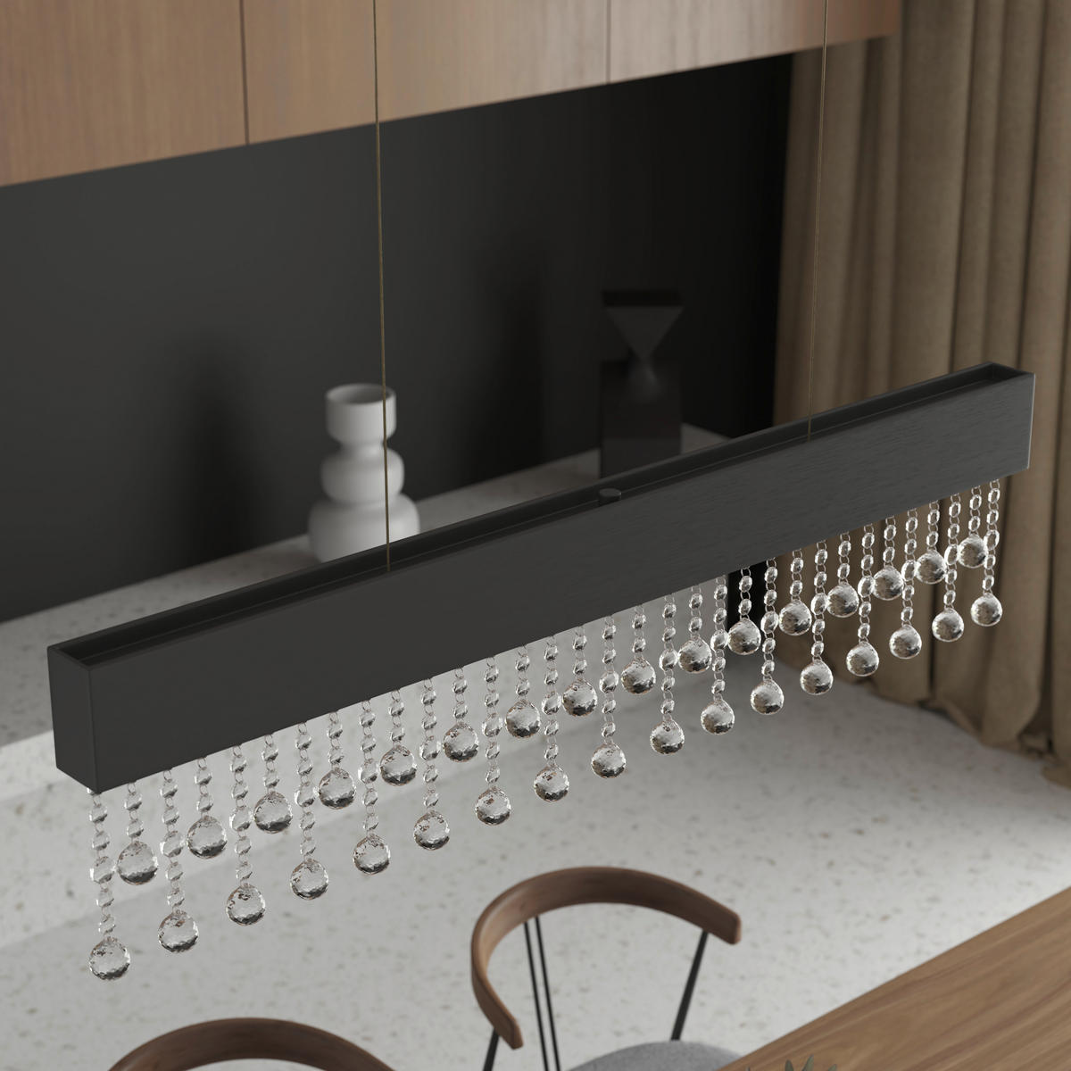 LED-HÄNGELEUCHTE 100/7/120 cm    - Transparent, Design, Glas/Metall (100/7/120cm) - Novel