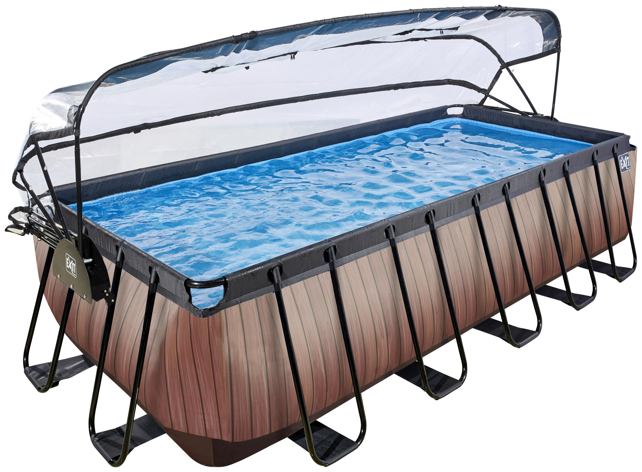 POOL-SET WOOD 540/250/122 cm  - Braun, KONVENTIONELL, Metall (540/250/122cm) - EXIT Toys