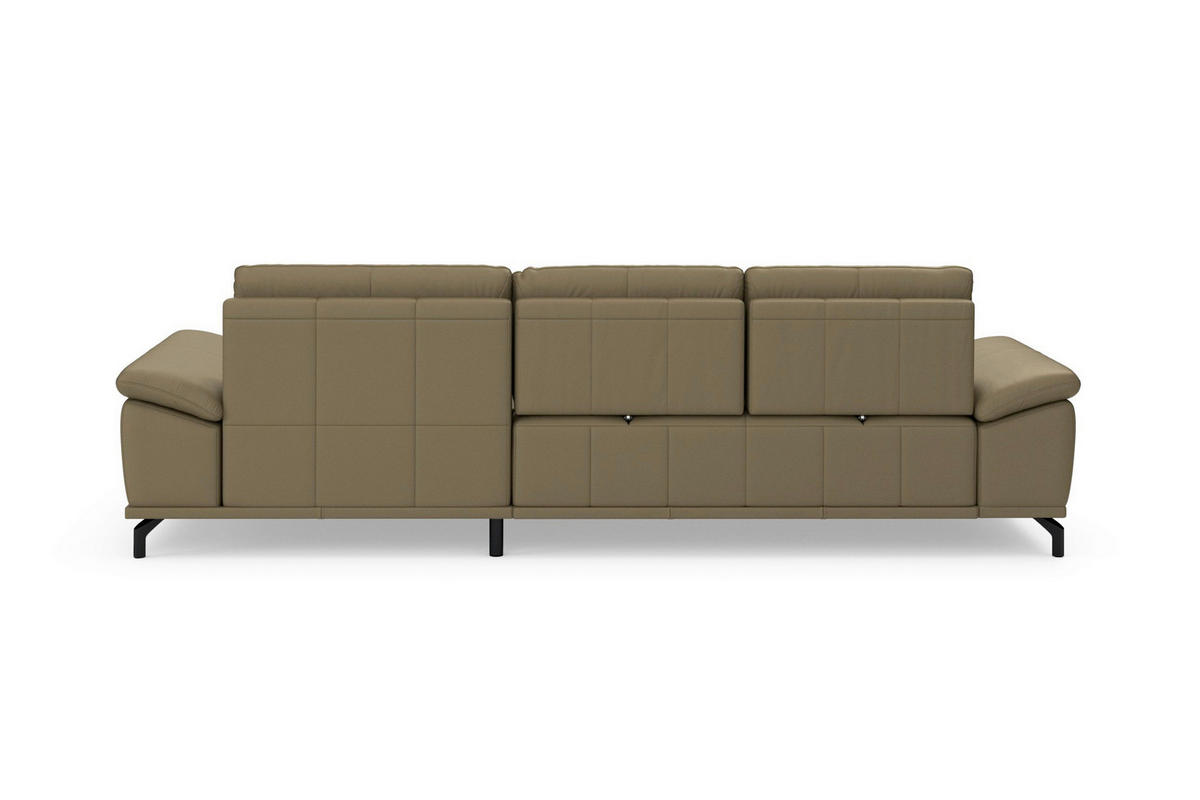 ROHOVÁ SEDAČKA, koža, olivovozelená - olivovozelená/čierna, Basics, kov/koža (301/176cm) - Sit & More