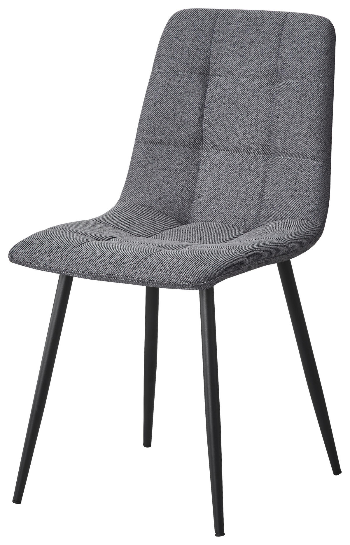 STUHL-SET 4 Stück  in Eisen Webstoff  - Dunkelgrau/Schwarz, Design, Textil/Metall (45/87/54cm) - Stylife
