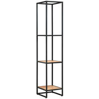 REGAL Akazie massiv Honig, Schwarz  - Schwarz/Honig, Design, Holz/Metall (37/184/42cm) - MID.YOU