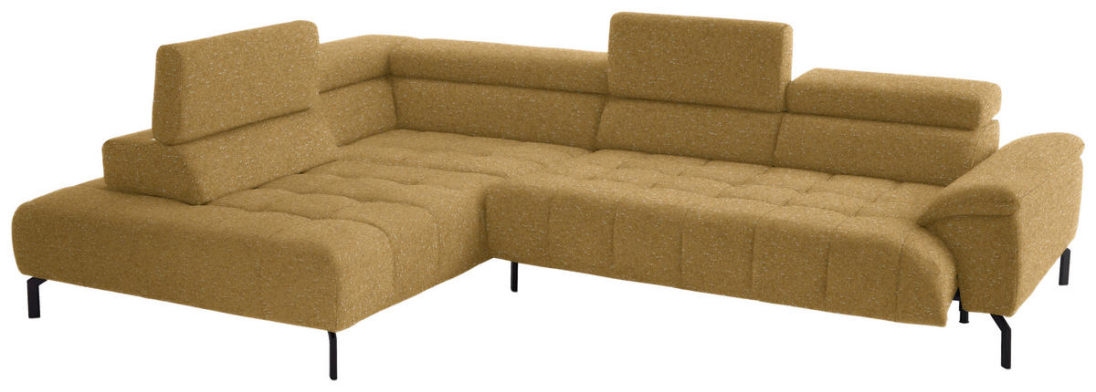 ECKSOFA in Chenille Currygelb  - Currygelb/Schwarz, Design, Textil/Metall (222/323cm) - Beldomo Style