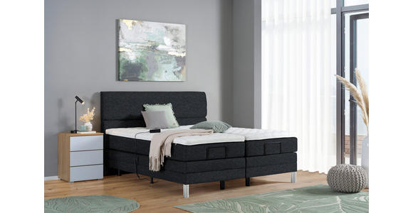 BOXSPRINGBETT 200/200 cm  in Anthrazit  - Chromfarben/Anthrazit, KONVENTIONELL, Kunststoff/Textil (200/200cm) - Voleo