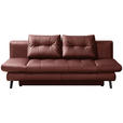 SCHLAFSOFA in Echtleder Bordeaux  - Bordeaux/Schwarz, Design, Leder/Metall (209/94/94cm) - Novel