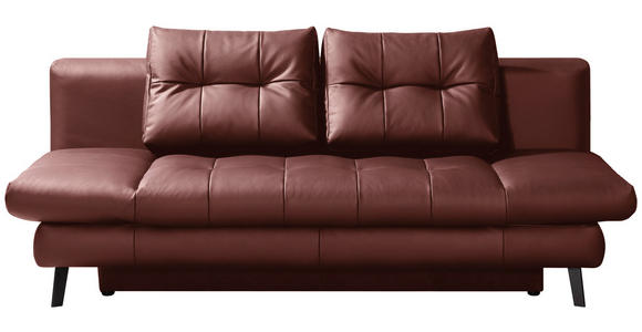 SCHLAFSOFA in Echtleder Bordeaux  - Bordeaux/Schwarz, Design, Leder/Metall (209/94/94cm) - Novel