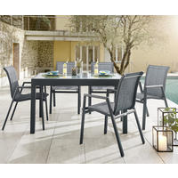 BAŠTENSKI STO 135-270/90/75 cm  - antracit, Osnovno, staklo/metal (135-270/90/75cm) - Ambia Garden