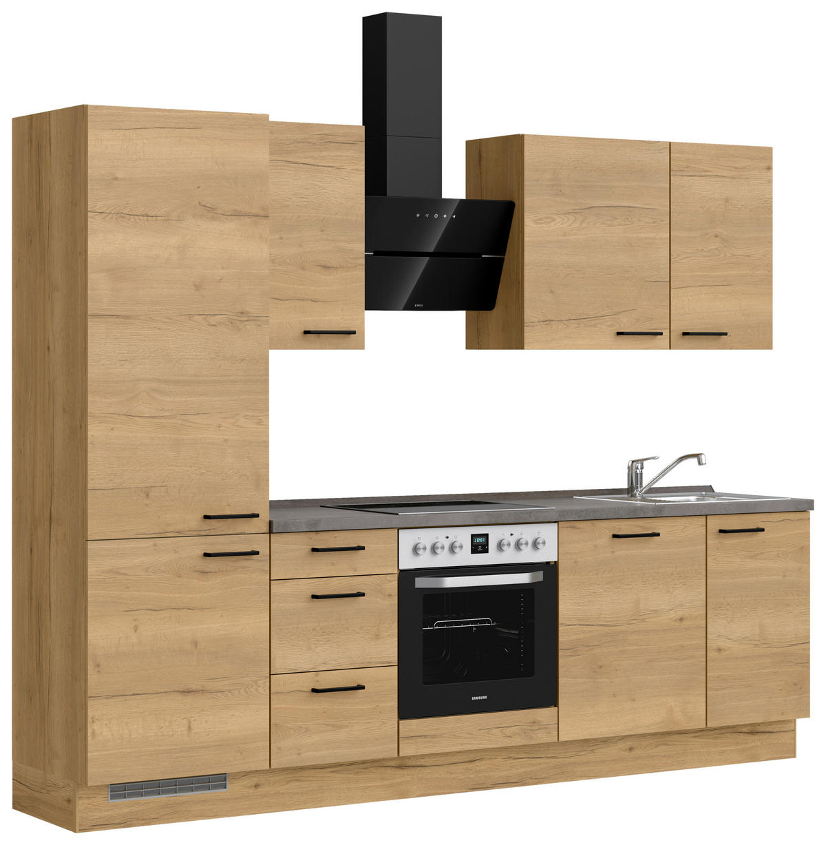 KÜCHENBLOCK 270 cm   in Eichefarben, Schieferfarben  - Schieferfarben/Eichefarben, MODERN, Holzwerkstoff/Metall (270cm) - Nobilia