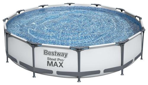 POOLSET STEEL PRO MAX 56416GS 366/76 cm Blau, Grau, Weiß - Blau/Weiß, Basics, Kunststoff/Metall (366/76cm) - Bestway