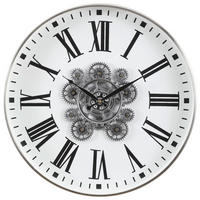 WANDUHR Silberfarben, Weiß  - Silberfarben/Weiß, Basics, Glas/Holzwerkstoff (45cm) - Ambia Home