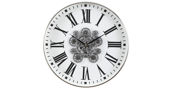 WANDUHR Silberfarben, Weiß  - Silberfarben/Weiß, Basics, Glas/Holzwerkstoff (45cm) - Ambia Home