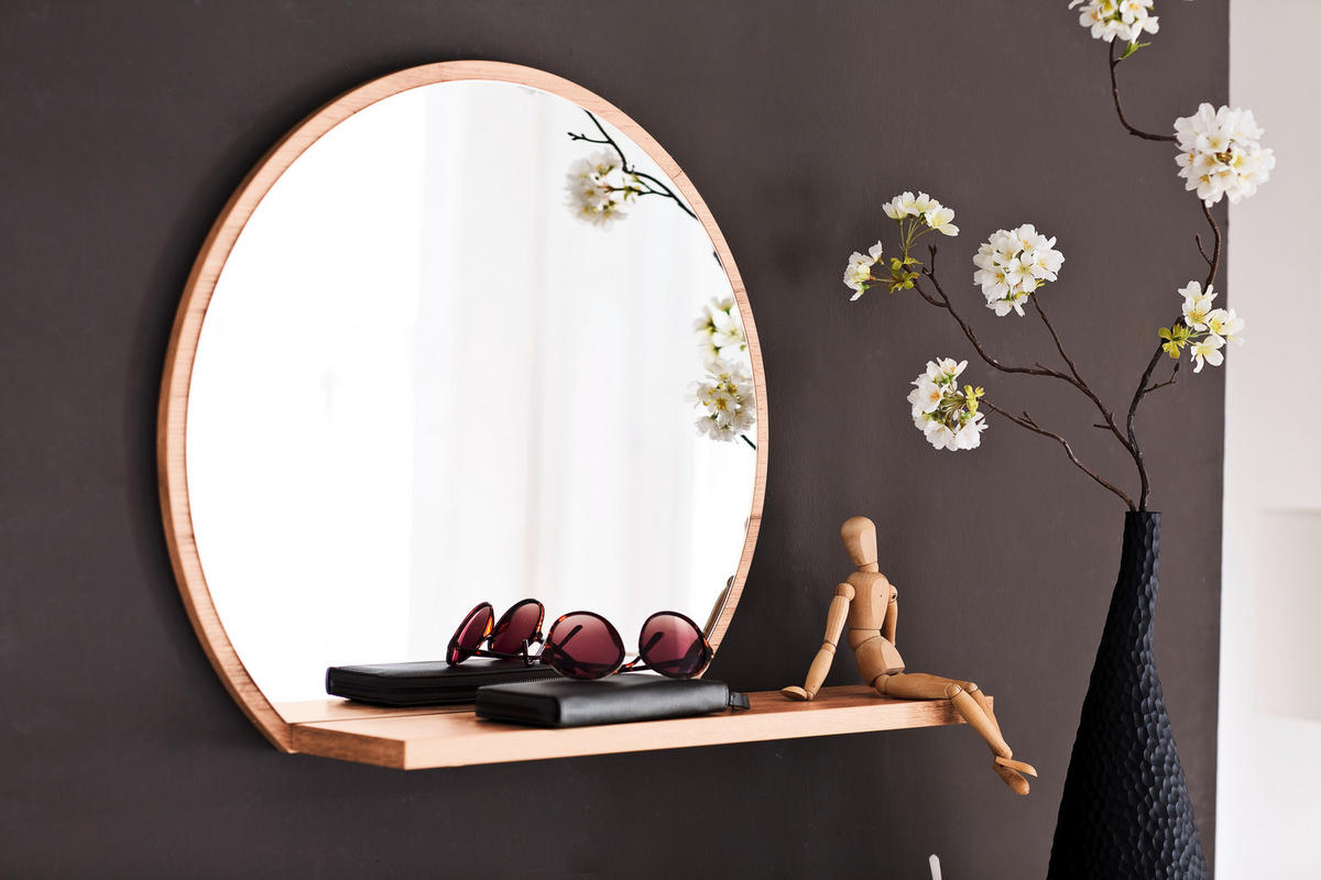 WANDSPIEGEL  - Eichefarben, Design, Glas/Holzwerkstoff (65/56/17cm) - Xora