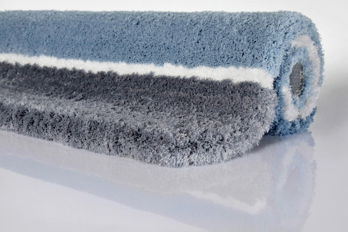BADTEPPICH Blau, Grau 55/65 cm  - Blau/Grau, Basics, Kunststoff/Textil (55/65cm) - WECON HOME