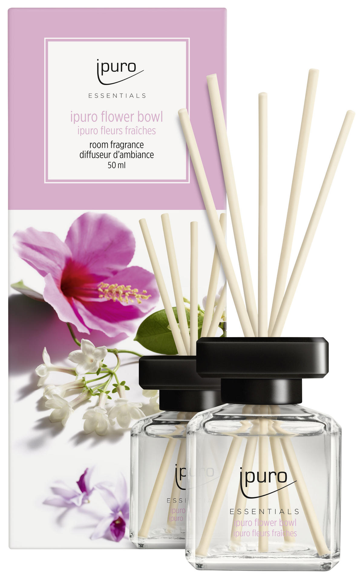 DIFFÚZOR  virágos  - áttetsző, Basics, Üveg (50ml) - Ipuro