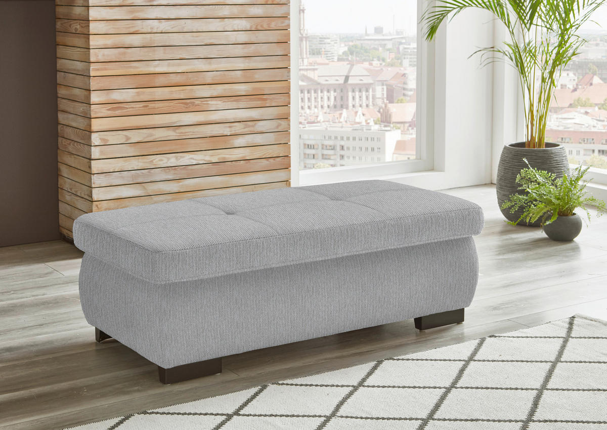 ECKSOFA in Flachgewebe Ecru  - Ecru/Schwarz, Design, Textil/Metall (174/297cm) - Beldomo Style