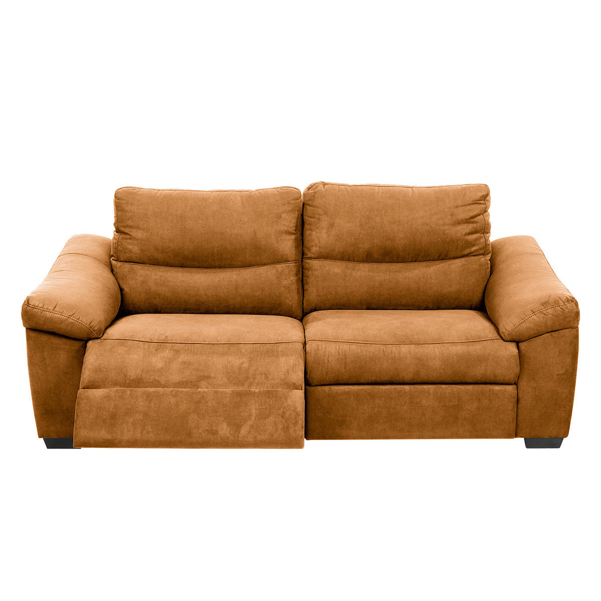 2,5-SITZER HAMPTON in Flachgewebe Cognac Landhaus  - Cognac/Schwarz, Design, Holz/Textil (214/97/97cm) - Livetastic