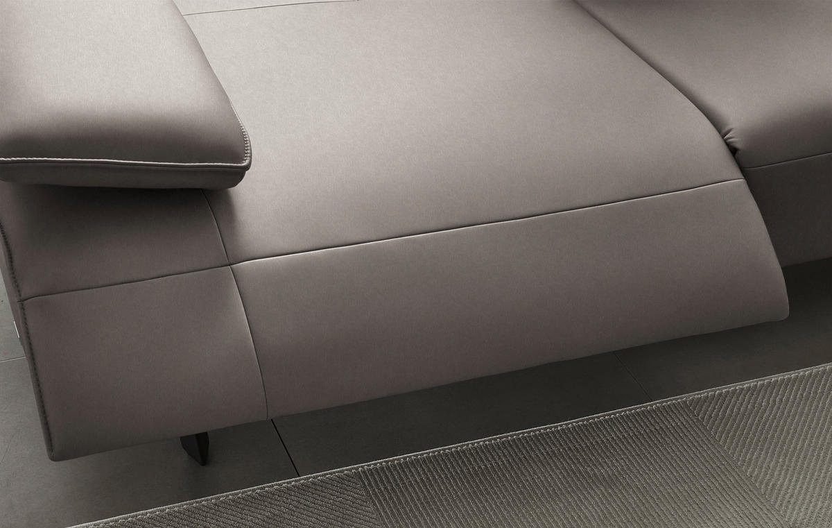 ECKSOFA Echtleder Graubraun  - Anthrazit/Graubraun, Design, Leder/Metall (290/230cm) - Johann Jakob